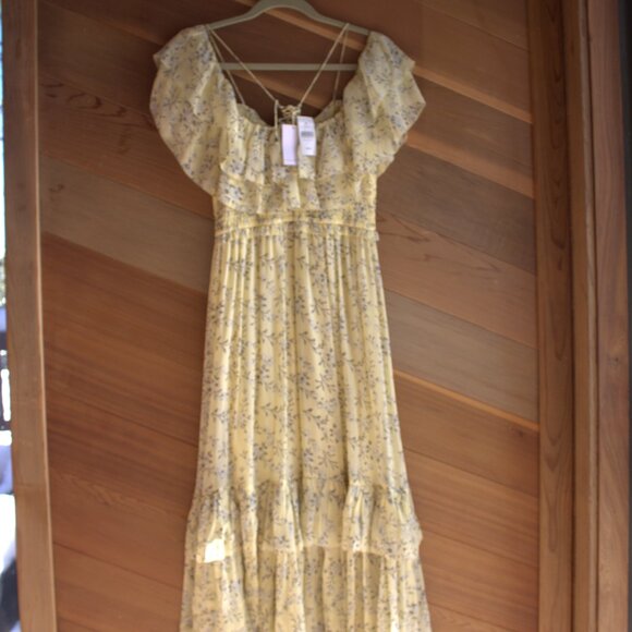 ULLA JOHNSON PENNINAH YELLOW FLORAL MIDI DRESS SZ US 4 100% SILK - Picture 7 of 11